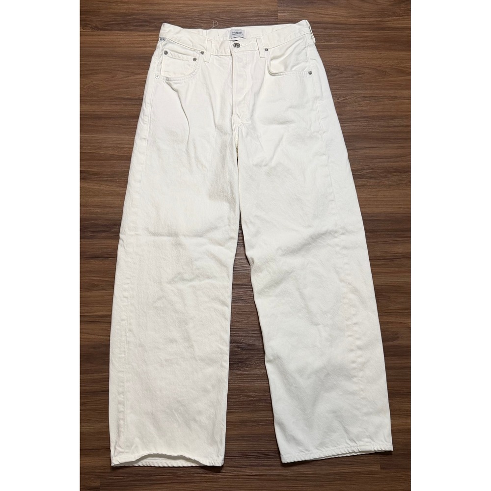 Citizens of Humanity Ayla Baggy Wide Leg White Jeans Button Fly Women Sz 28